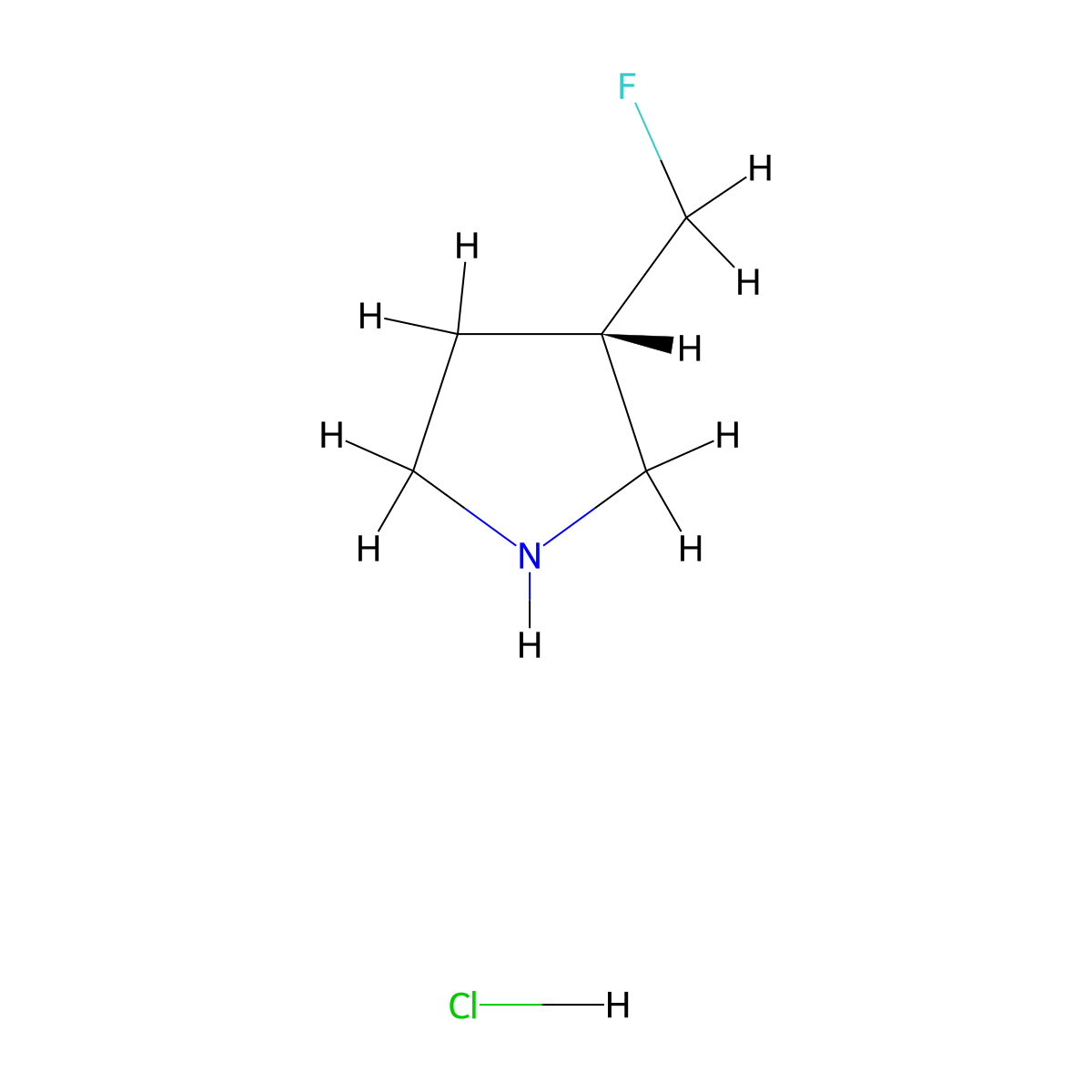 (3S)-3-(fluoromethyl)pyrrolidine hydrochloride molecular structure, CAS 2227197-34-2