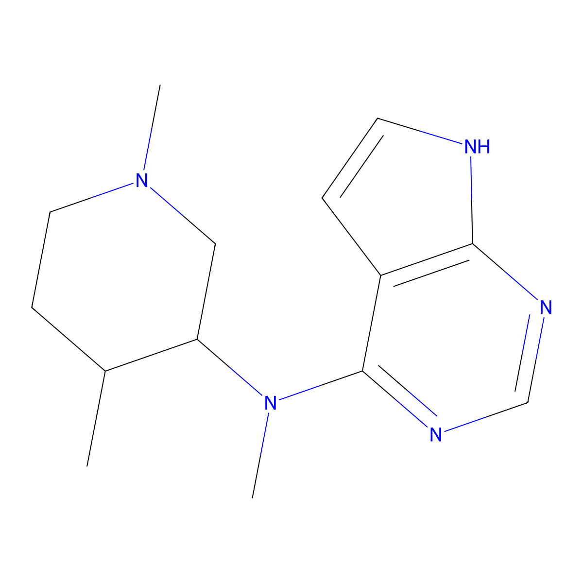 N-((3R,4R)-1,4-dimethylpiperidin-3-yl)-N-methyl-7H-pyrrolo[2,3-d]pyrimidin-4-amine molecular structure, CAS 2227197-38-6