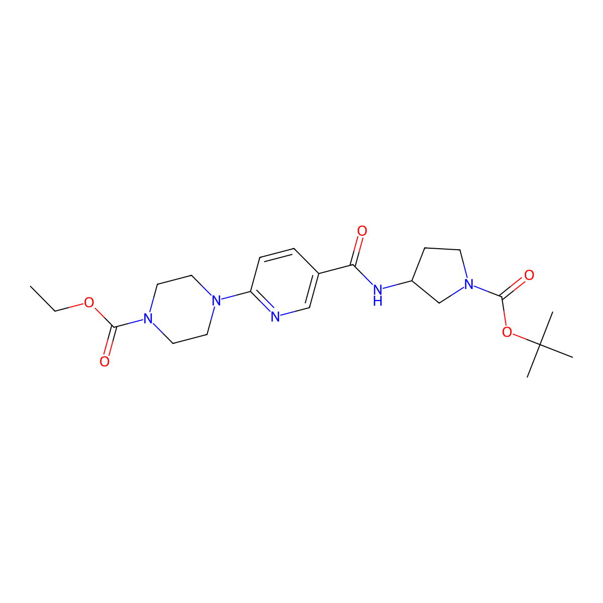 ethyl 4-(5-{[(3R)-1-[(tert-butoxy)carbonyl]pyrrolidin-3-yl]carbamoyl}pyridin-2-yl)piperazine-1-carboxylate molecular structure, CAS 2227197-41-1