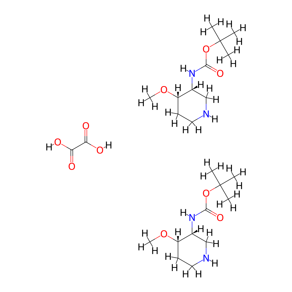 tert-butyl N-[(3R,4S)-4-methoxypiperidin-3-yl]carbamate hemioxalate molecular structure, CAS 2227197-47-7