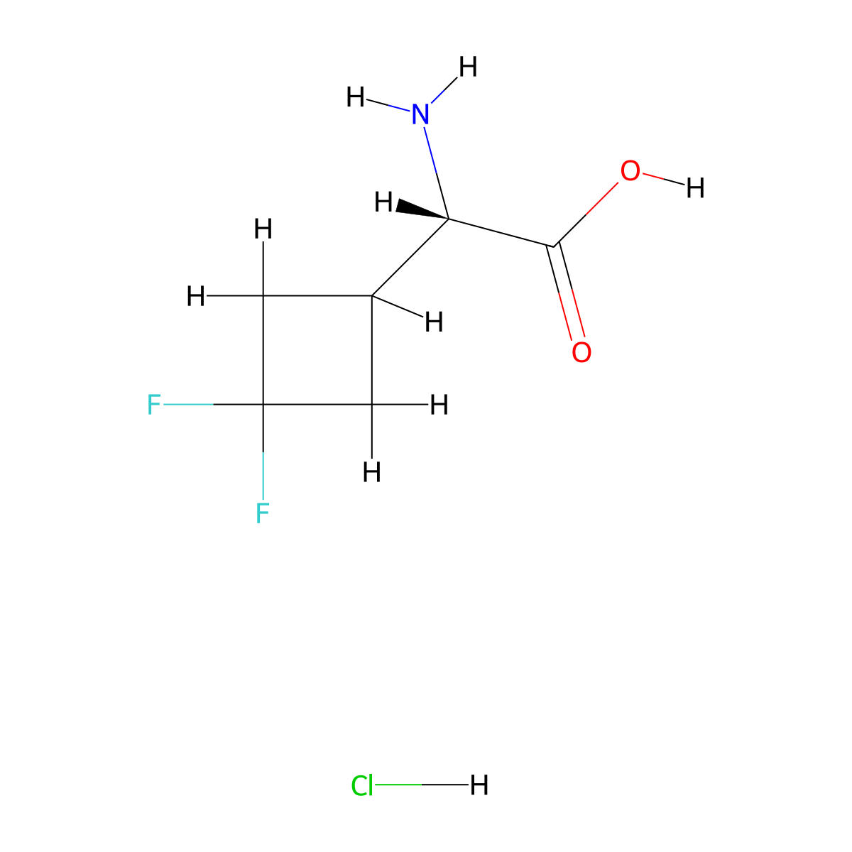 (2S)-2-amino-2-(3,3-difluorocyclobutyl)acetic acid hydrochloride molecular structure, CAS 2227197-61-5