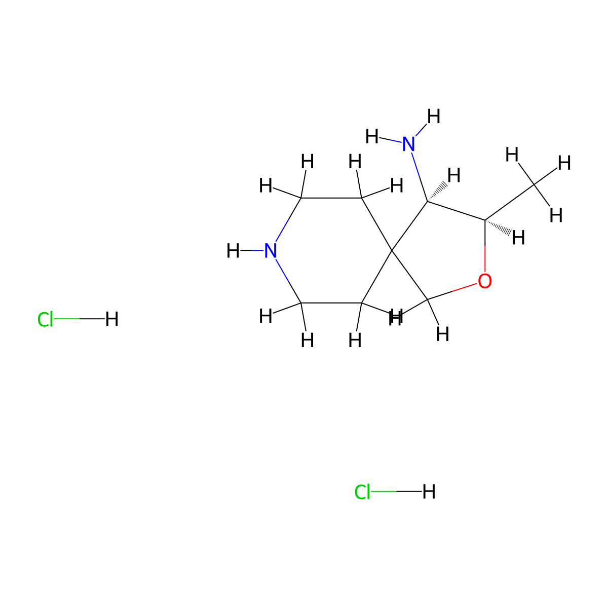 (3R,4R)-3-methyl-2-oxa-8-azaspiro[4.5]decan-4-amine dihydrochloride molecular structure, CAS 2227197-87-5