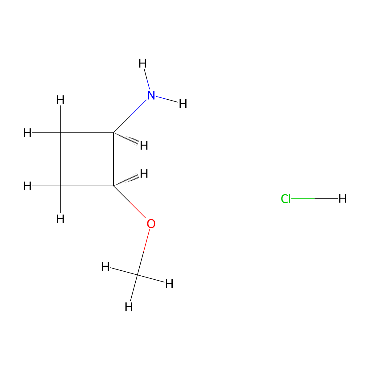 (1R,2S)-2-methoxycyclobutan-1-amine hydrochloride molecular structure, CAS 2227197-91-1