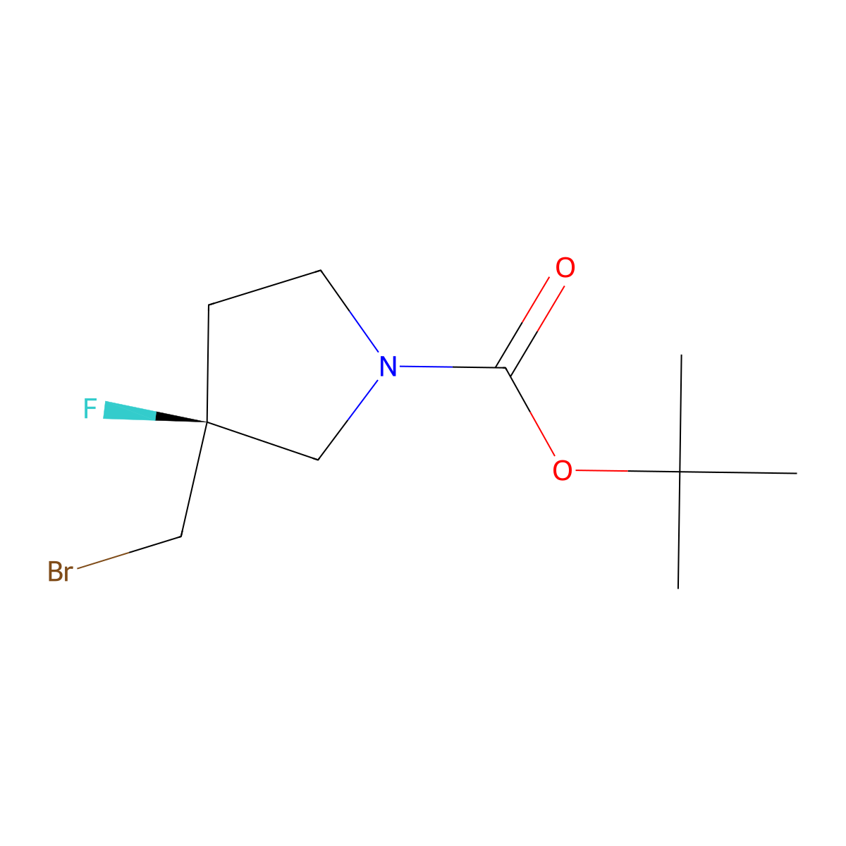 tert-Butyl (S)-3-(bromomethyl)-3-fluoropyrrolidine-1-carboxylate molecular structure, CAS 2227197-92-2
