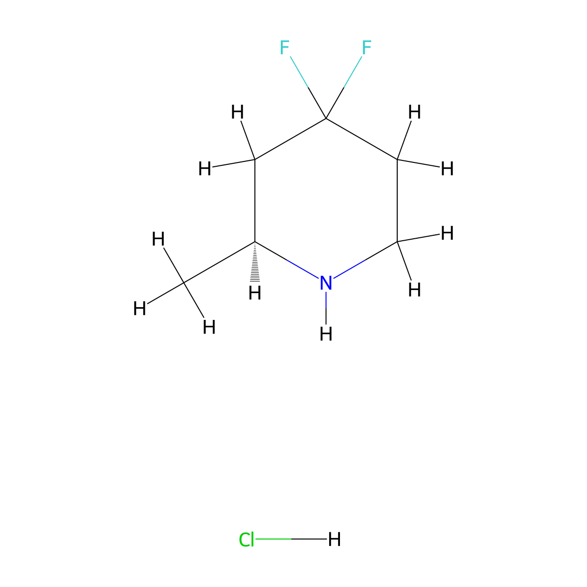 (2S)-4,4-difluoro-2-methylpiperidine hydrochloride molecular structure, CAS 2227197-98-8