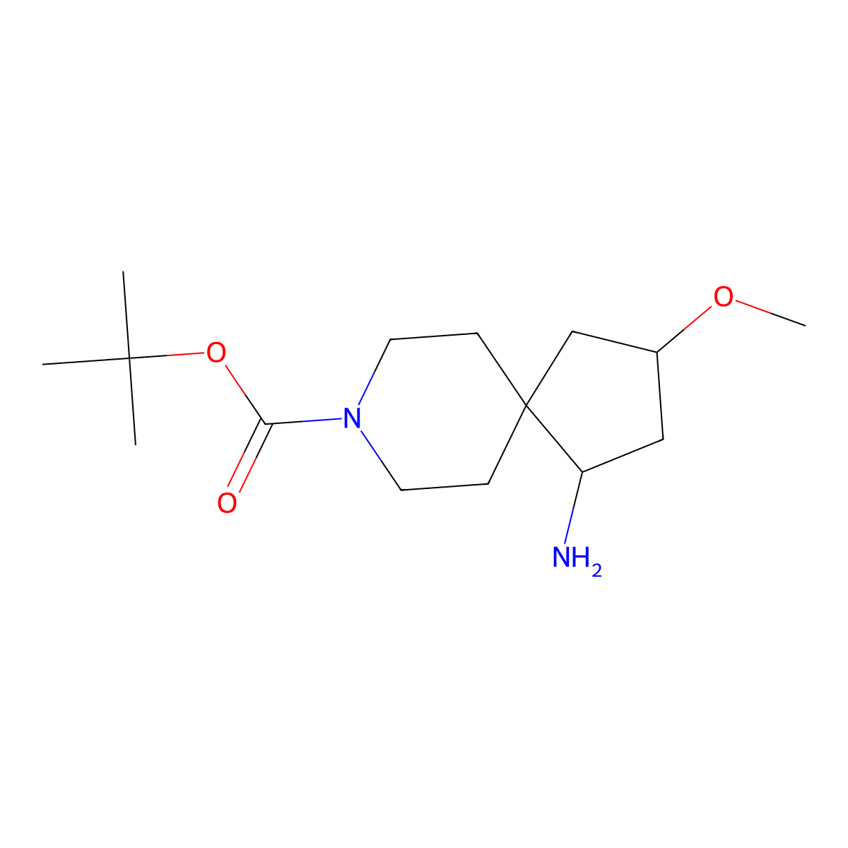 tert-Butyl (1R,3R)-1-amino-3-methoxy-8-azaspiro[4.5]decane-8-carboxylate molecular structure, CAS 2227198-03-8