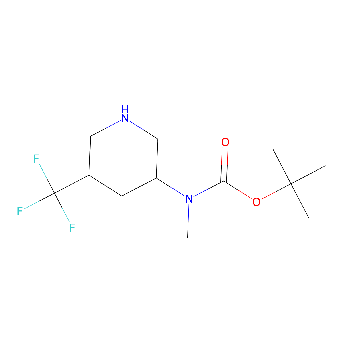 tert-butyl N-methyl-N-[(3R,5R)-5-(trifluoromethyl)piperidin-3-yl]carbamate molecular structure, CAS 2227198-04-9