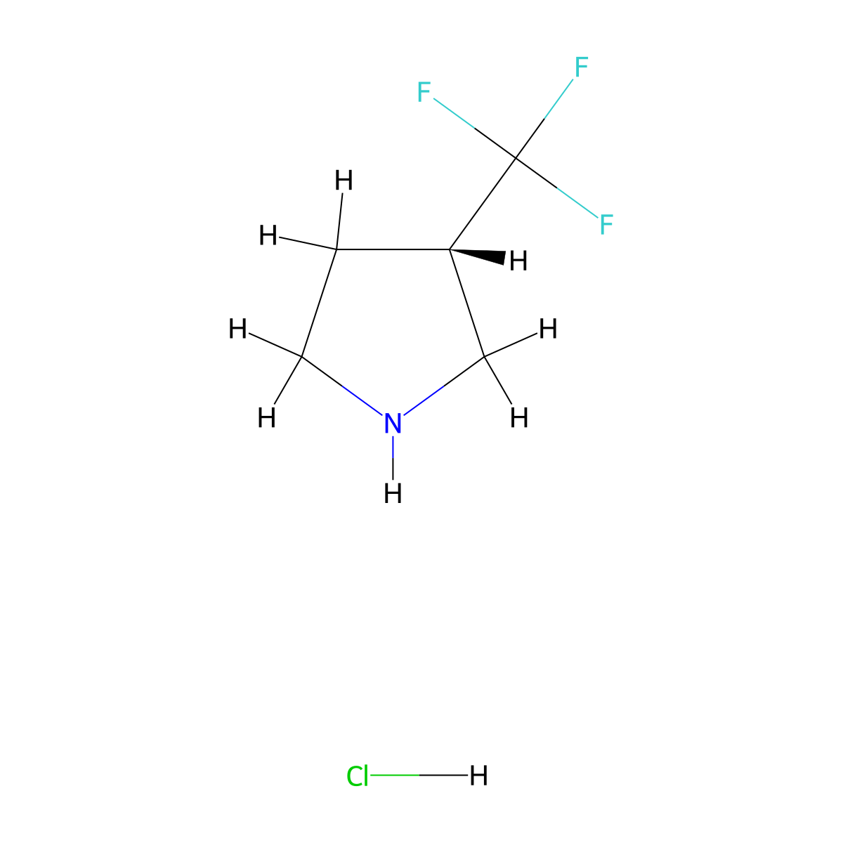 (3S)-3-(trifluoromethyl)pyrrolidine hydrochloride molecular structure, CAS 2227198-24-3