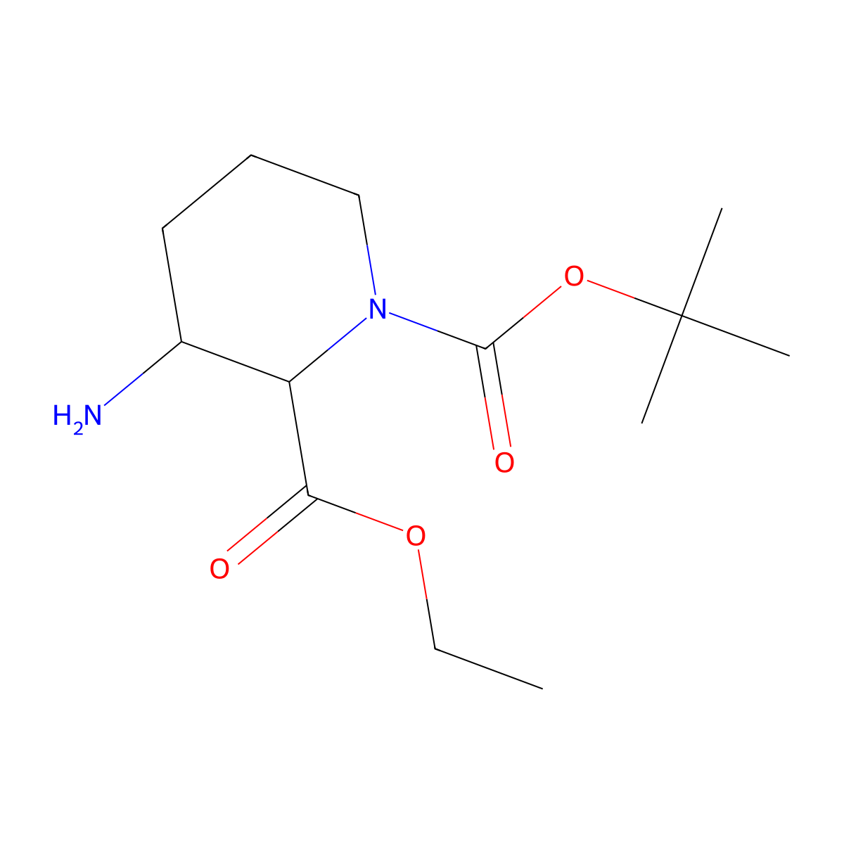 O1-tert-butyl O2-ethyl (2S,3R)-3-aminopiperidine-1,2-dicarboxylate molecular structure, CAS 2227198-25-4
