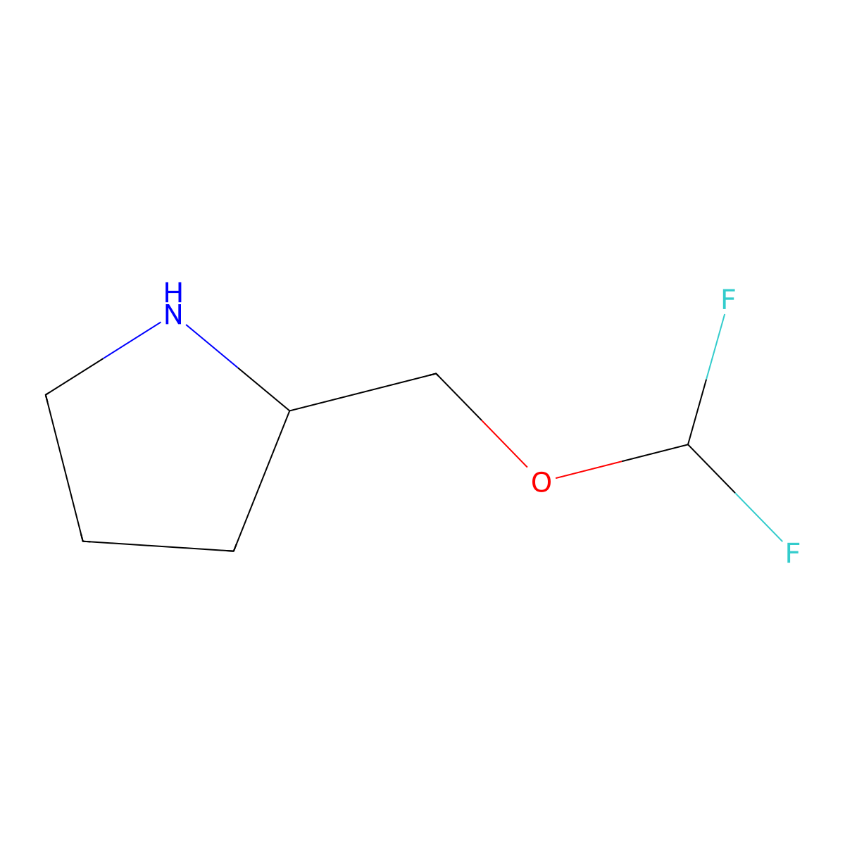 (2R)-2-[(difluoromethoxy)methyl]pyrrolidine molecular structure, CAS 2227198-46-9