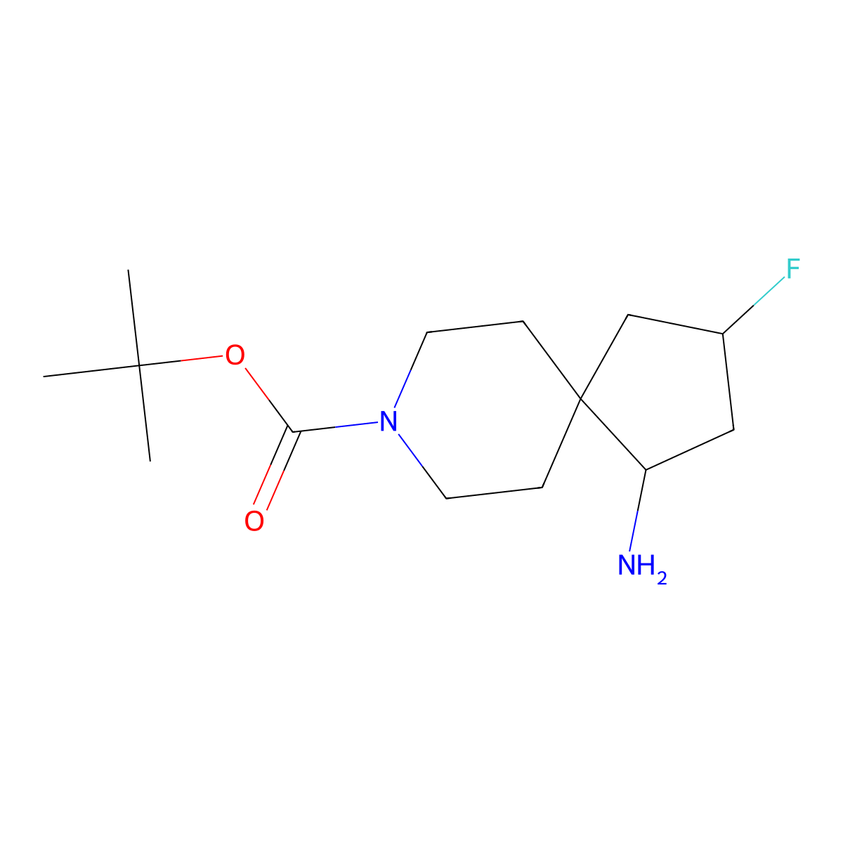 tert-Butyl (1S,3R)-1-amino-3-fluoro-8-azaspiro[4.5]decane-8-carboxylate molecular structure, CAS 2227198-48-1