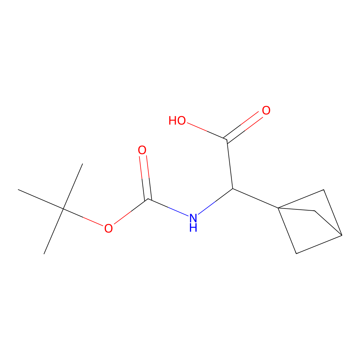 (2S)-2-(bicyclo(1.1.1)pentan-1-yl)-2-(((tert-butoxy)carbonyl)amino)acetic acid molecular structure, CAS 2227198-59-4