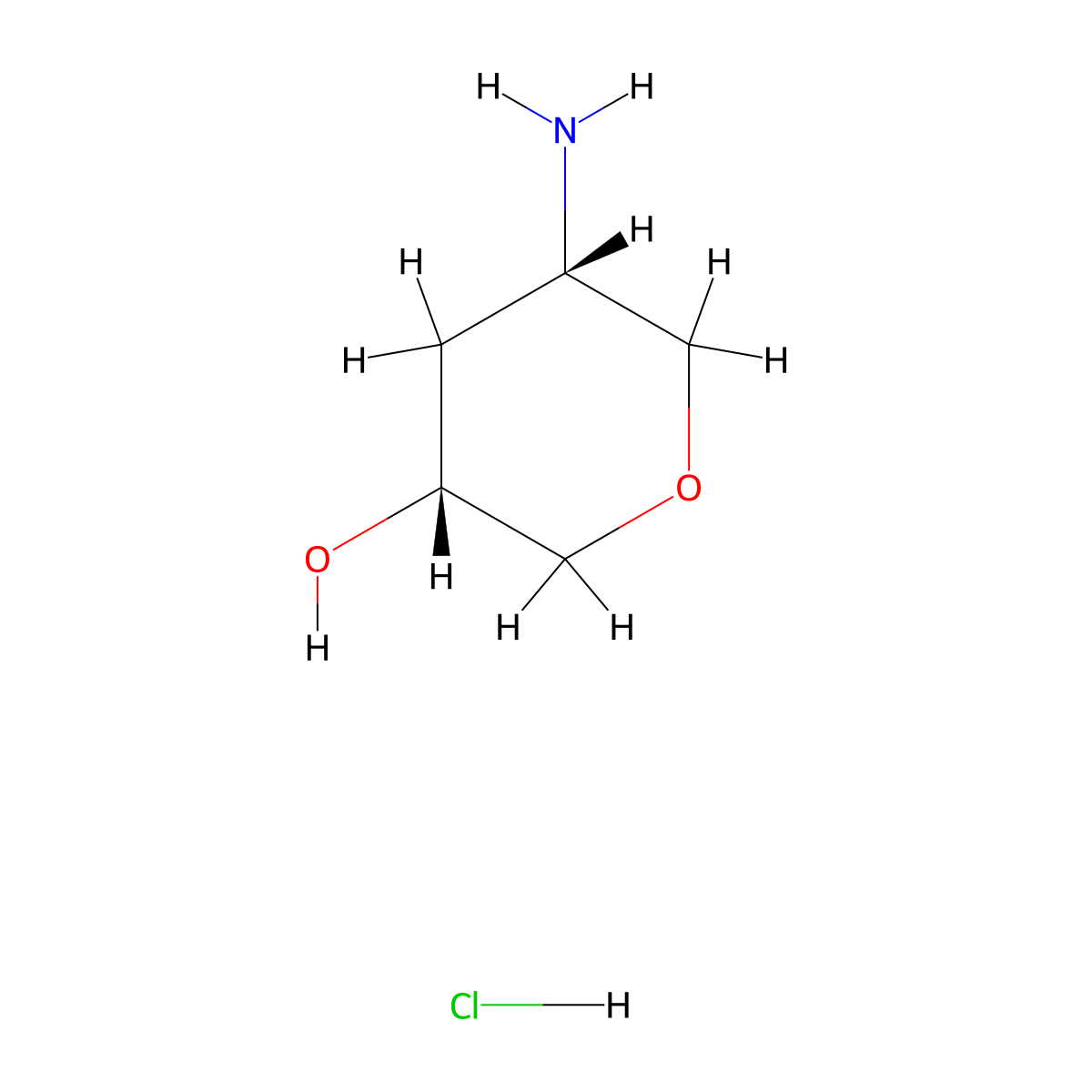 (3R,5S)-5-Aminotetrahydro-2H-pyran-3-OL hydrochloride molecular structure, CAS 2227198-61-8