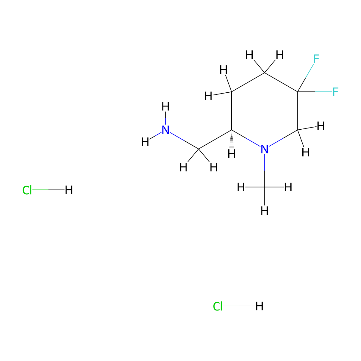 (R)-(5,5-Difluoro-1-methylpiperidin-2-yl)methanamine dihydrochloride molecular structure, CAS 2227198-64-1