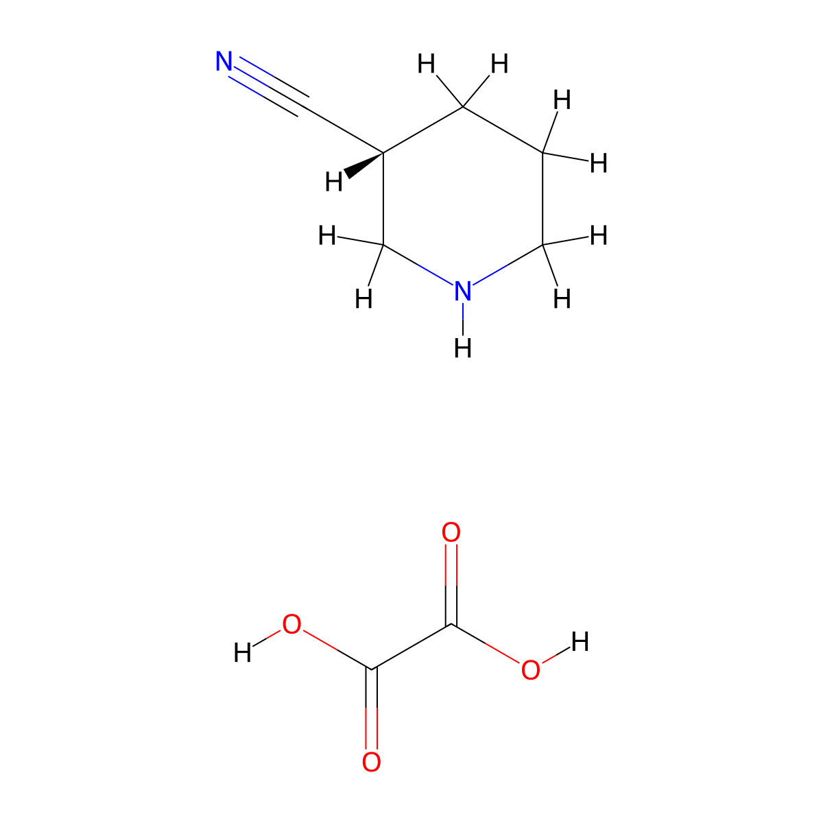 (3R)-piperidine-3-carbonitrile oxalic acid molecular structure, CAS 2227198-66-3