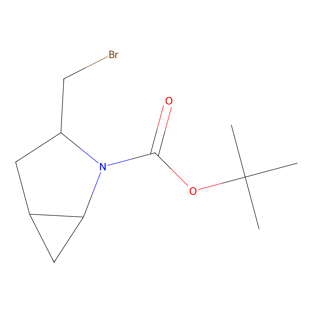 tert-Butyl (1R,3R,5R)-3-(bromomethyl)-2-azabicyclo[3.1.0]hexane-2-carboxylate molecular structure, CAS 2227198-68-5