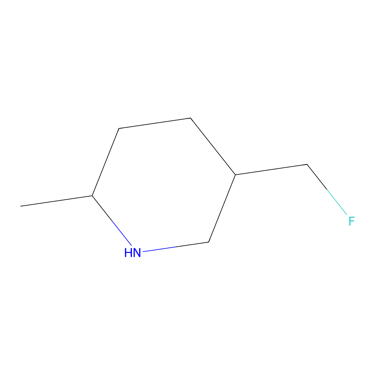 (2R,5R)-5-(Fluoromethyl)-2-methylpiperidine molecular structure, CAS 2227198-72-1