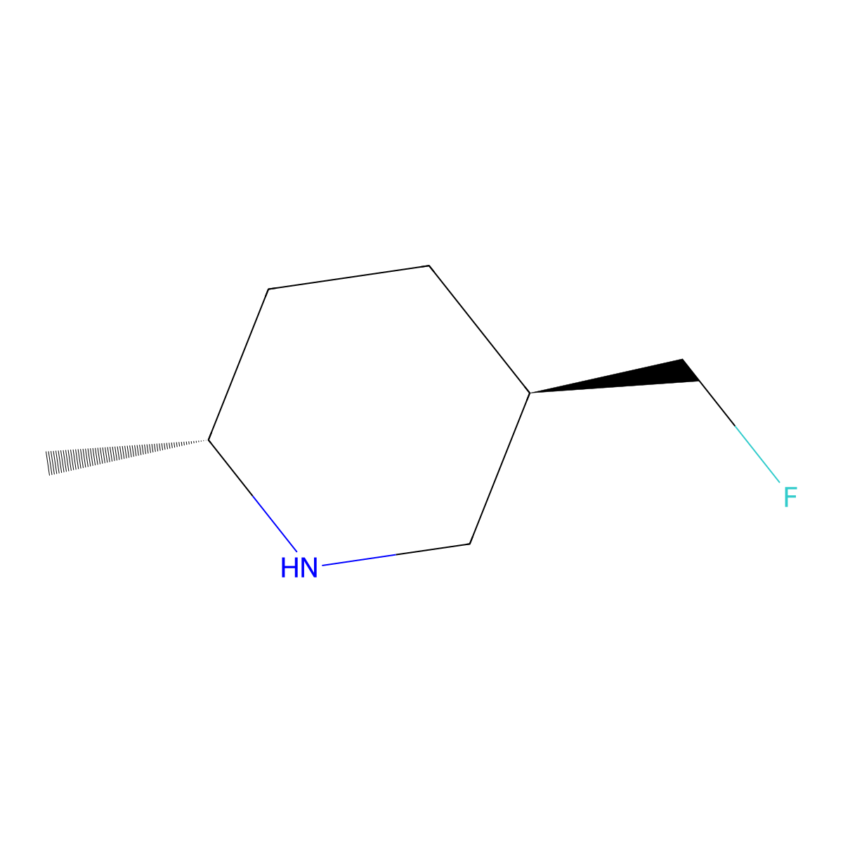 (2R,5R)-5-(Fluoromethyl)-2-methylpiperidine molecular structure, CAS 2227198-72-1