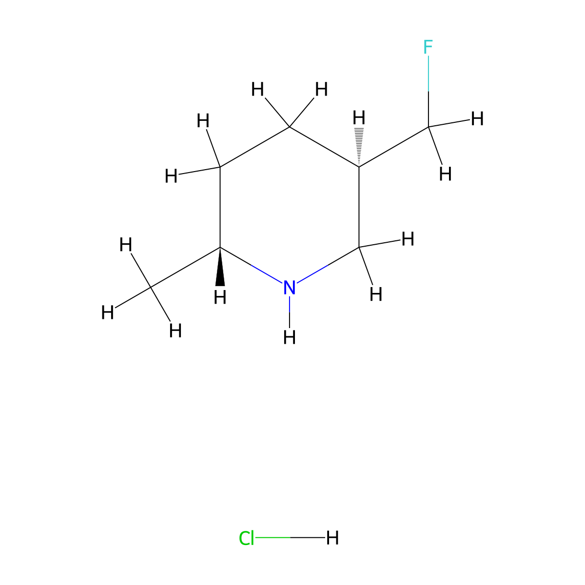 (2R,5R)-5-(Fluoromethyl)-2-methylpiperidine hydrochloride molecular structure, CAS 2227198-73-2
