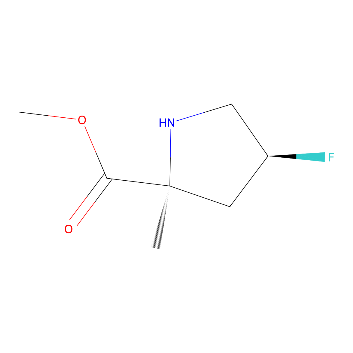 methyl (2S,4S)-4-fluoro-2-methylpyrrolidine-2-carboxylate molecular structure, CAS 2227198-74-3