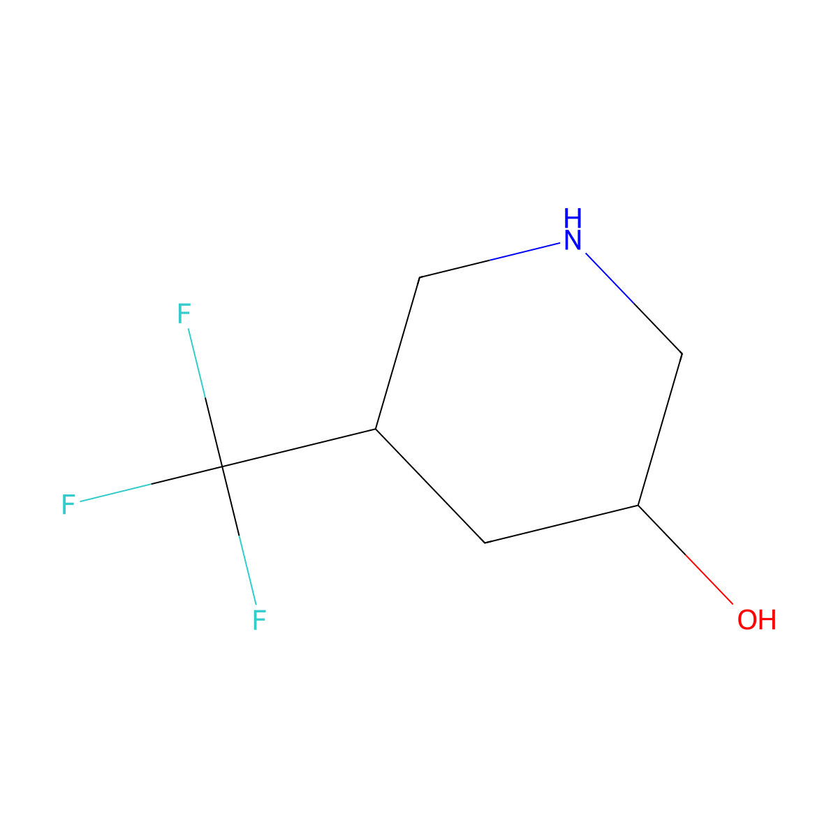 (3R,5S)-5-(trifluoromethyl)piperidin-3-ol molecular structure, CAS 2227198-76-5