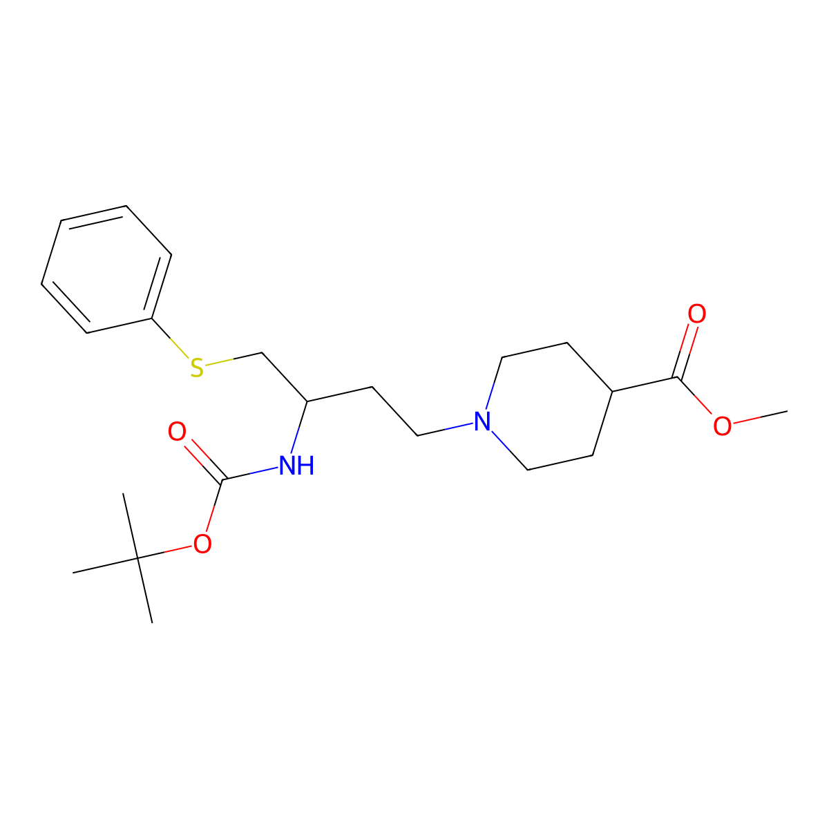 Methyl (R)-1-(3-((tert-butoxycarbonyl)amino)-4-(phenylthio)butyl)piperidine-4-carboxylate molecular structure, CAS 2227198-85-6