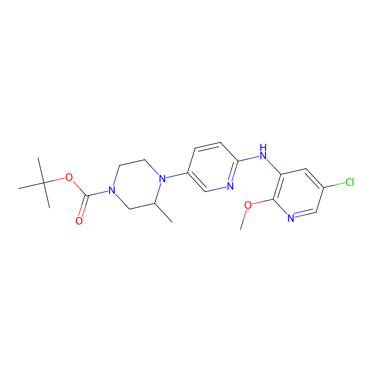 tert-butyl (3R)-4-{6-[(5-chloro-2-methoxypyridin-3-yl)amino]pyridin-3-yl}-3-methylpiperazine-1-carboxylate molecular structure, CAS 2227198-90-3