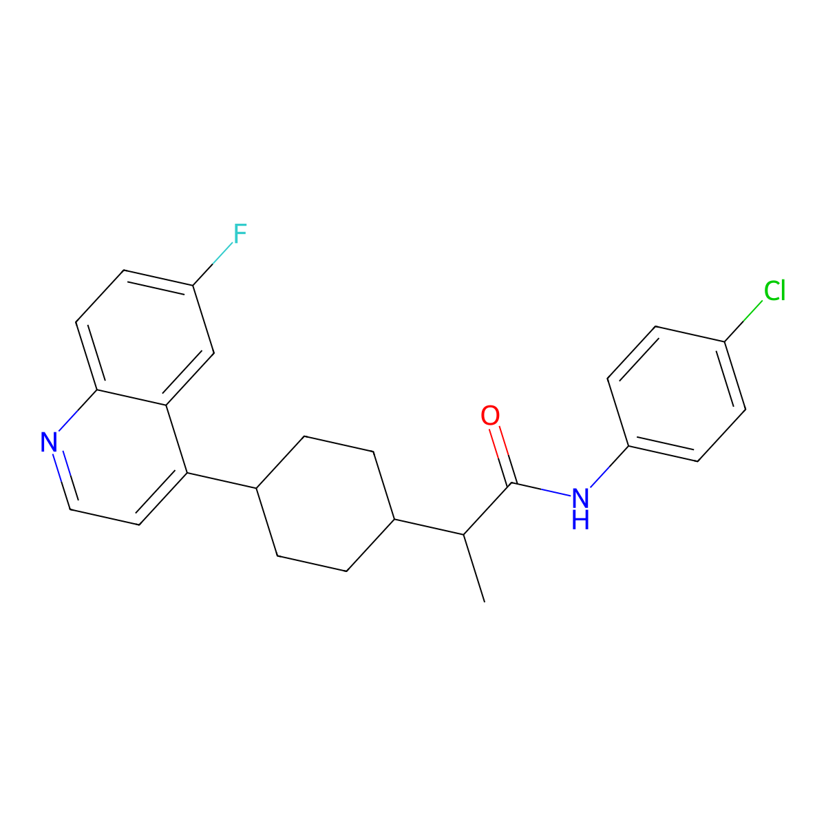 (2S)-N-(4-chlorophenyl)-2-[cis-4-(6-fluoroquinolin-4-yl)cyclohexyl]propanamide molecular structure, CAS 2227198-92-5