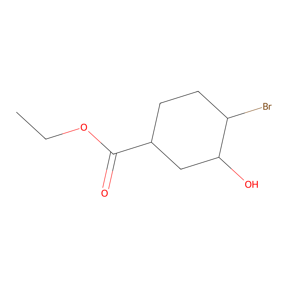 ethyl (1S,3S,4R)-4-bromo-3-hydroxycyclohexane-1-carboxylate molecular structure, CAS 2227198-93-6