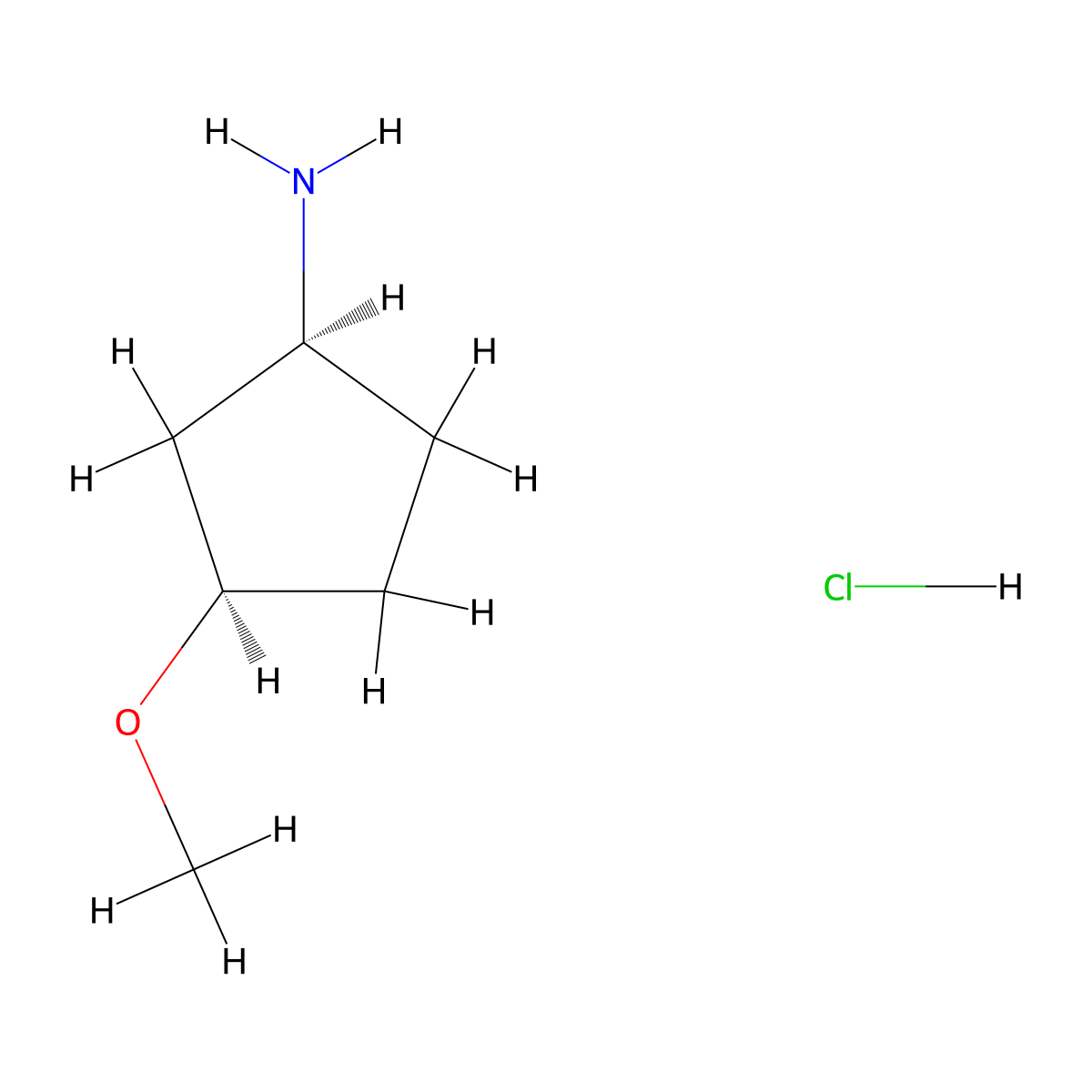 (1S,3R)-3-methoxycyclopentan-1-amine hydrochloride molecular structure, CAS 2227198-95-8