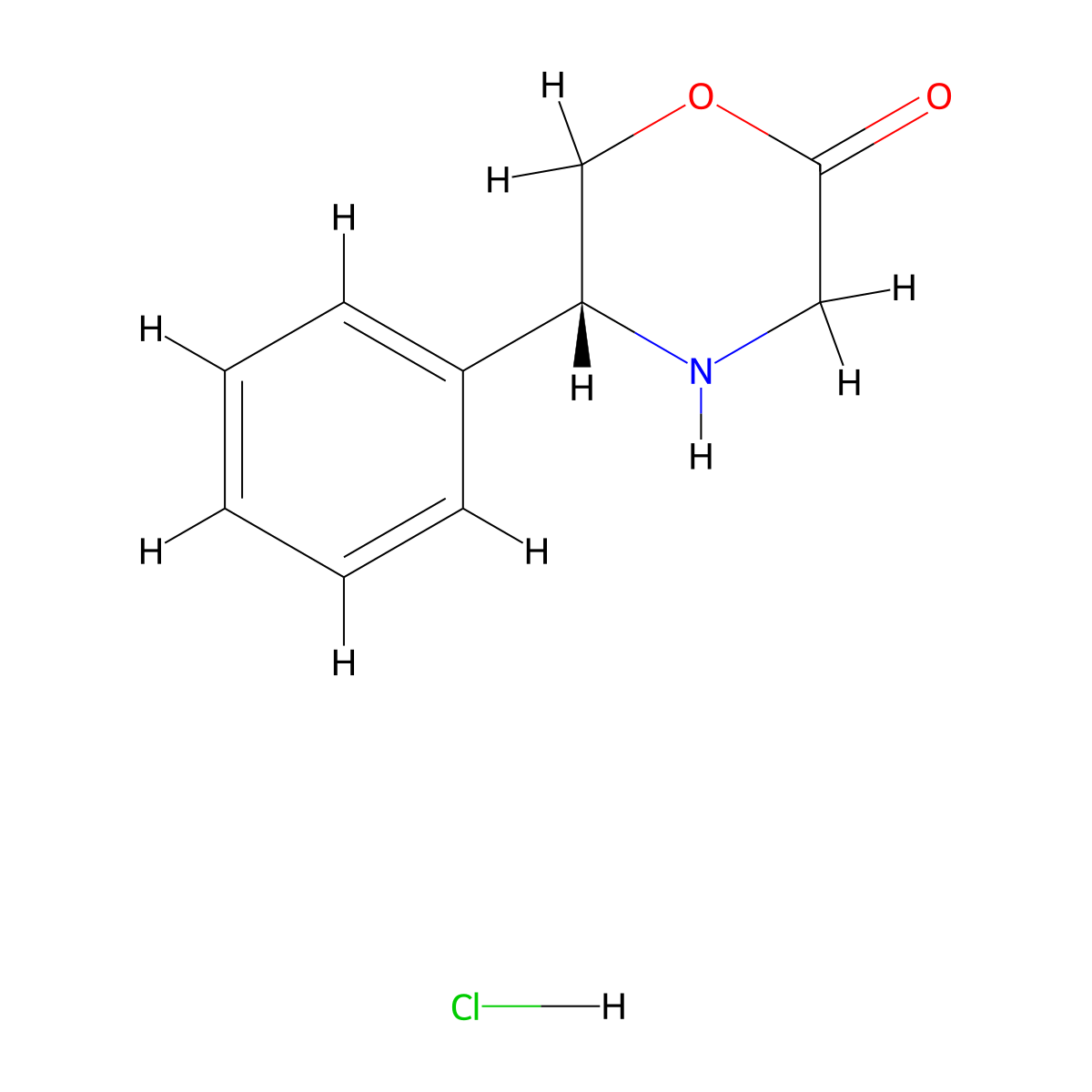 (5R)-5-phenylmorpholin-2-one hydrochloride molecular structure, CAS 2227198-96-9