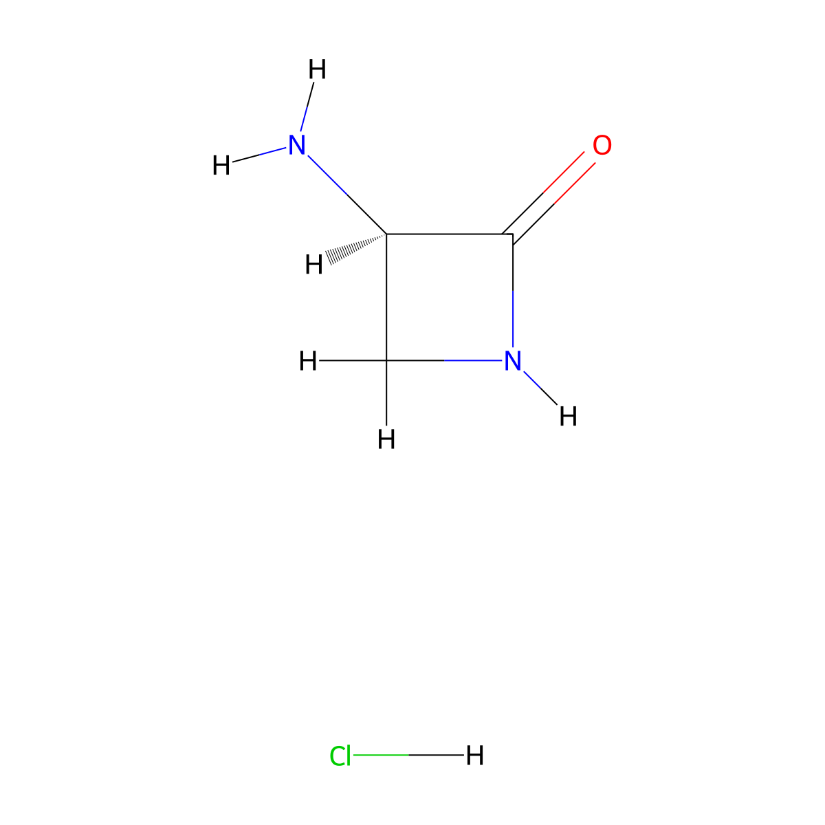 (3R)-3-Aminoazetidin-2-one hydrochloride molecular structure, CAS 2227199-00-8