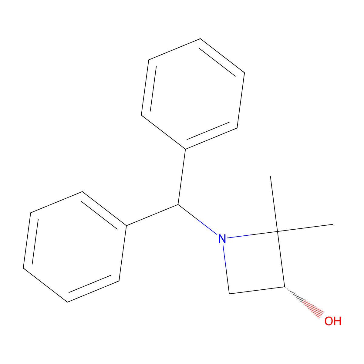 (3R)-1-benzhydryl-2,2-dimethyl-azetidin-3-ol molecular structure, CAS 2227199-05-3