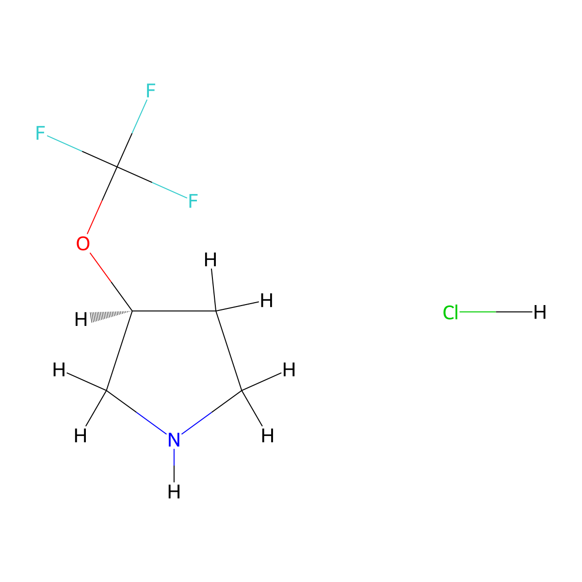 (3S)-3-(trifluoromethoxy)pyrrolidine hydrochloride molecular structure, CAS 2227199-17-7