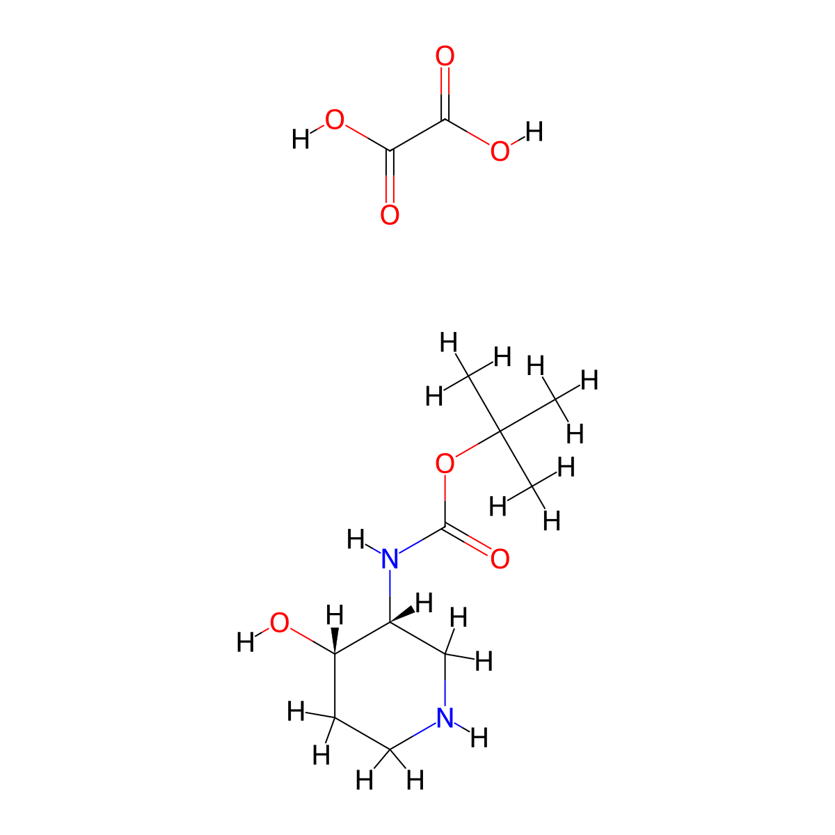oxalic acid; tert-butyl N-[(3R,4S)-4-hydroxypiperidin-3-yl]carbamate molecular structure, CAS 2227199-23-5