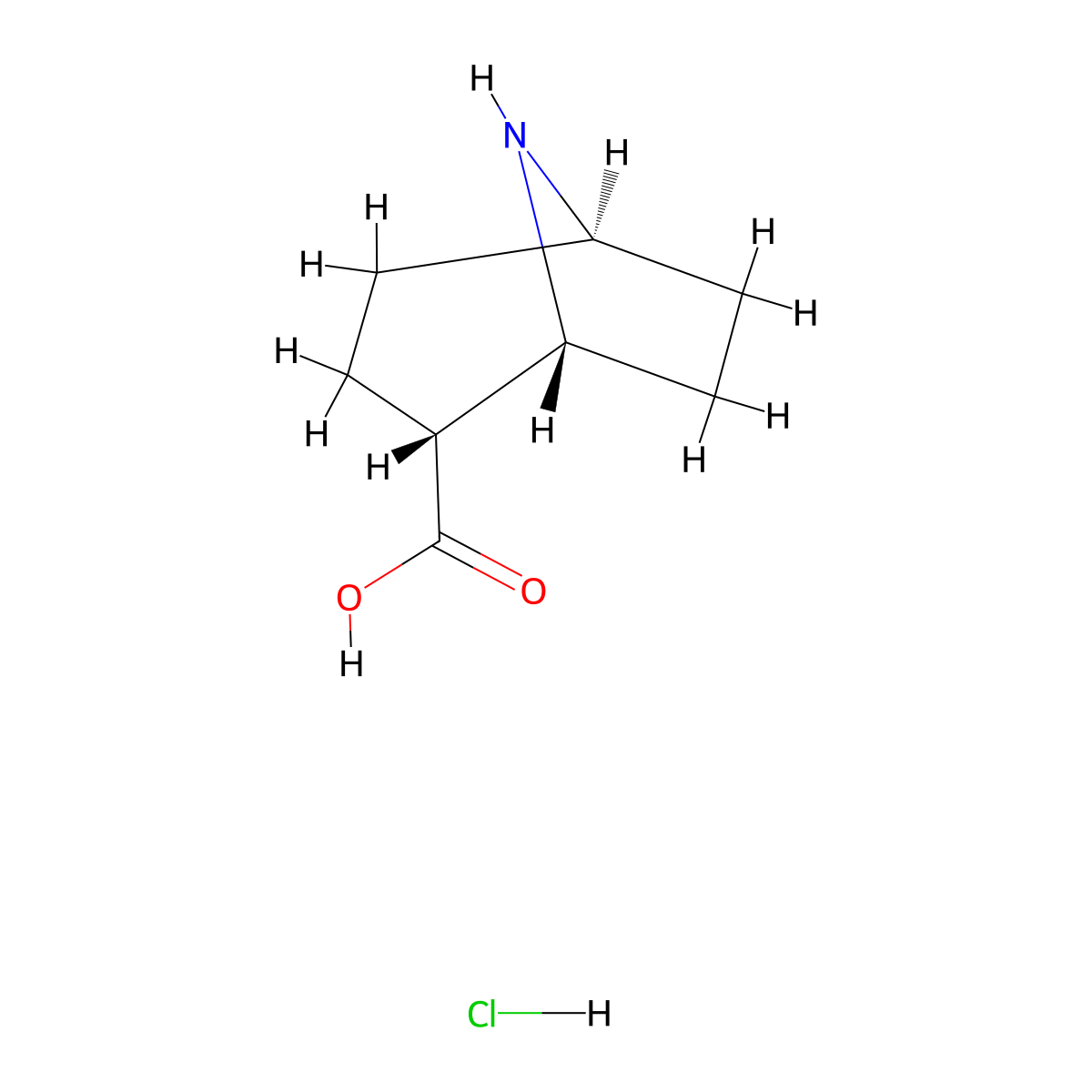 (1R,2R,5R)-8-Azabicyclo[3.2.1]octane-2-carboxylic acid hydrochloride molecular structure, CAS 2227199-30-4