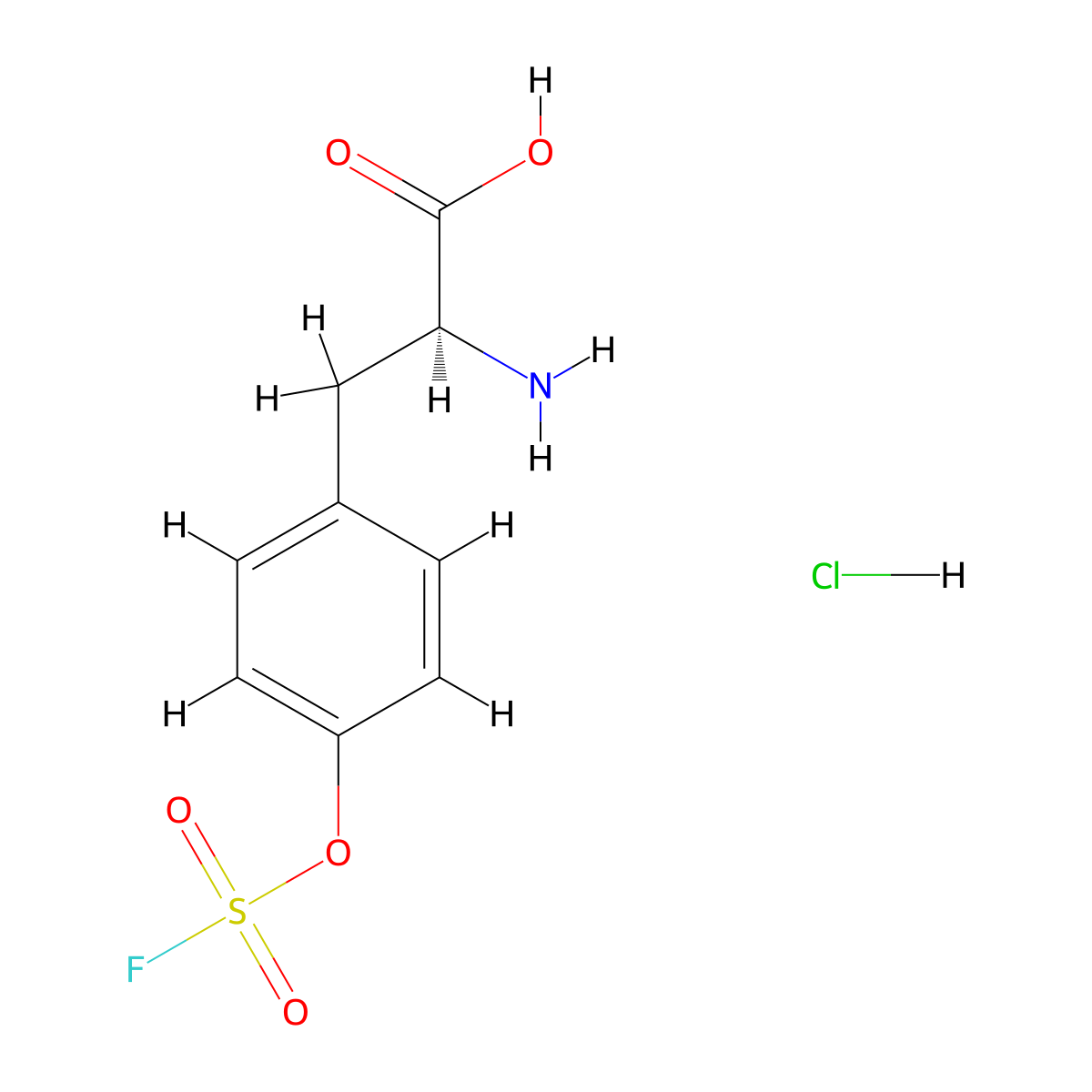 (2S)-2-amino-3-{4-[(fluorosulfonyl)oxy]phenyl}propanoic acid hydrochloride molecular structure, CAS 2227199-79-1