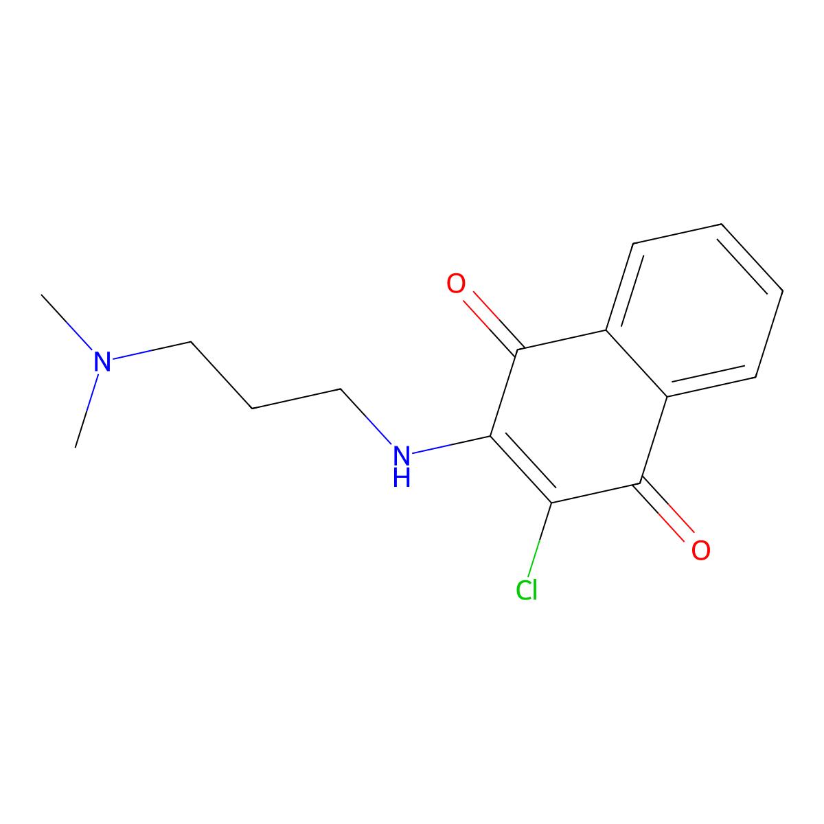 2-Chloro-3-((3-(dimethylamino)propyl)amino)-1,4-naphthalenedione molecular structure, CAS 22272-09-9