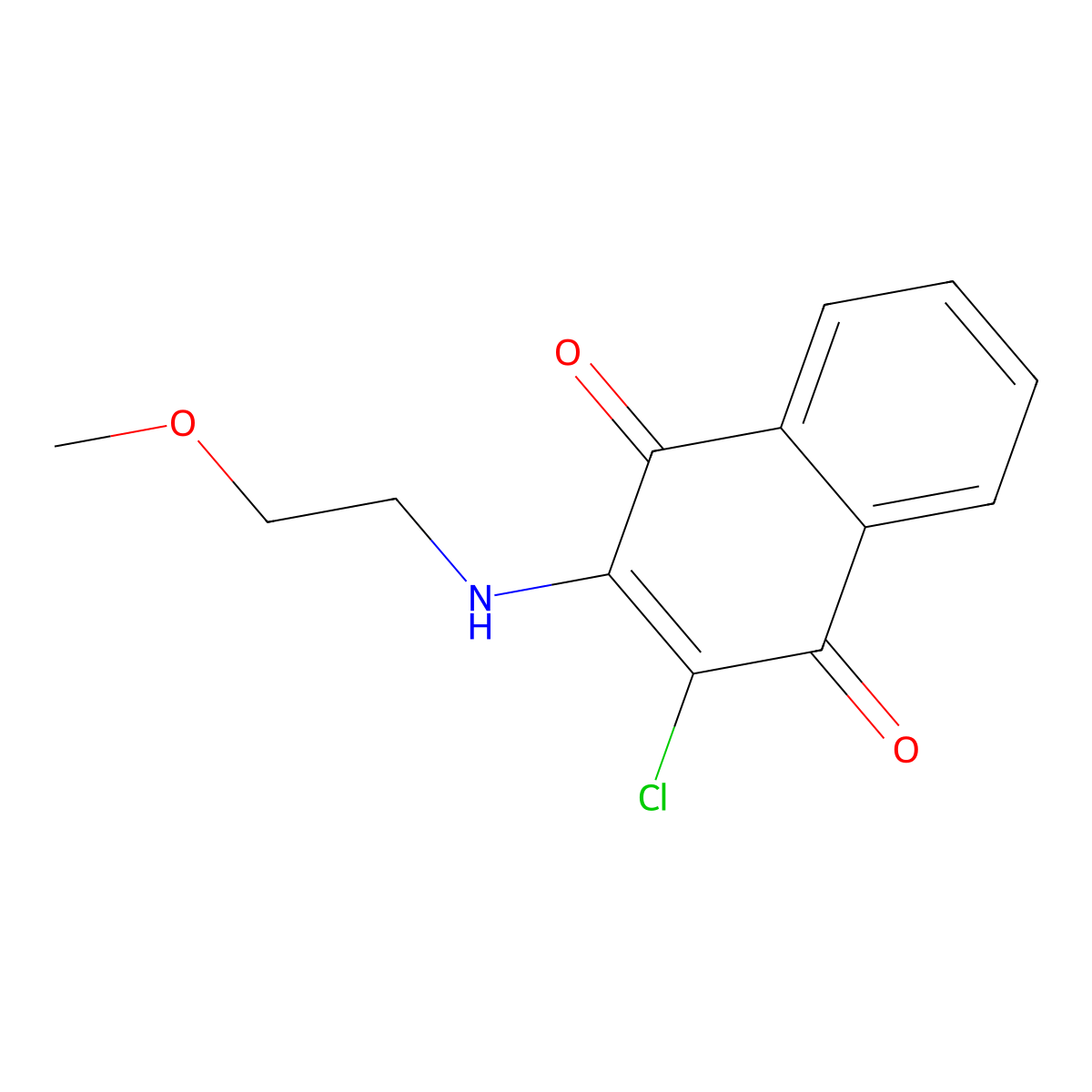 2-Chloro-3-((2-methoxyethyl)amino)naphthalene-1,4-dione molecular structure, CAS 22272-22-6