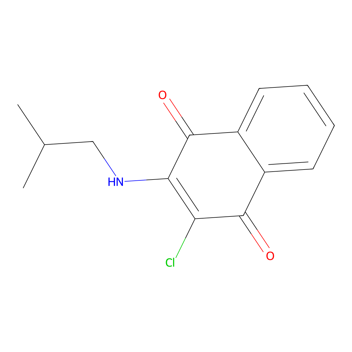 2-Chloro-3-(isobutylamino)-1,4-dihydronaphthalene-1,4-dione molecular structure, CAS 22272-31-7
