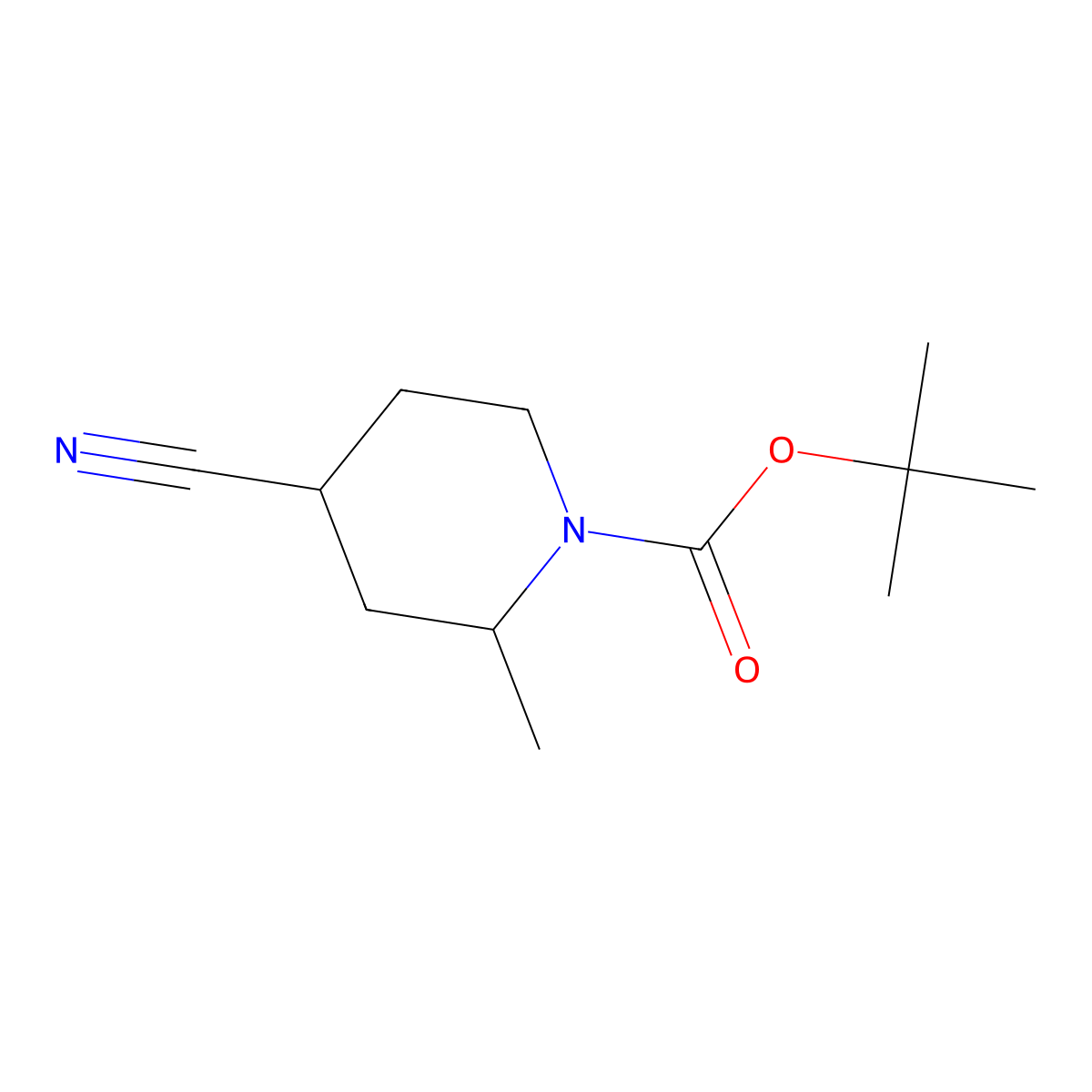 tert-Butyl (2S)-4-cyano-2-methylpiperidine-1-carboxylate molecular structure, CAS 2227202-41-5