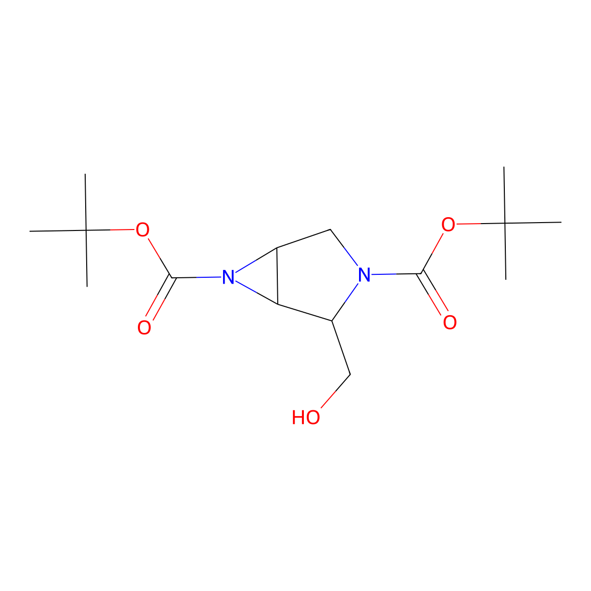 Di-tert-butyl (2S)-2-(hydroxymethyl)-3,6-diazabicyclo[3.1.0]hexane-3,6-dicarboxylate molecular structure, CAS 2227202-46-0