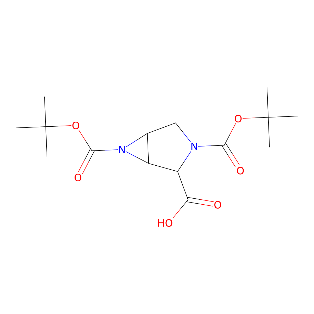 (2S)-3,6-Bis(tert-butoxycarbonyl)-3,6-diazabicyclo[3.1.0]hexane-2-carboxylic acid molecular structure, CAS 2227202-49-3