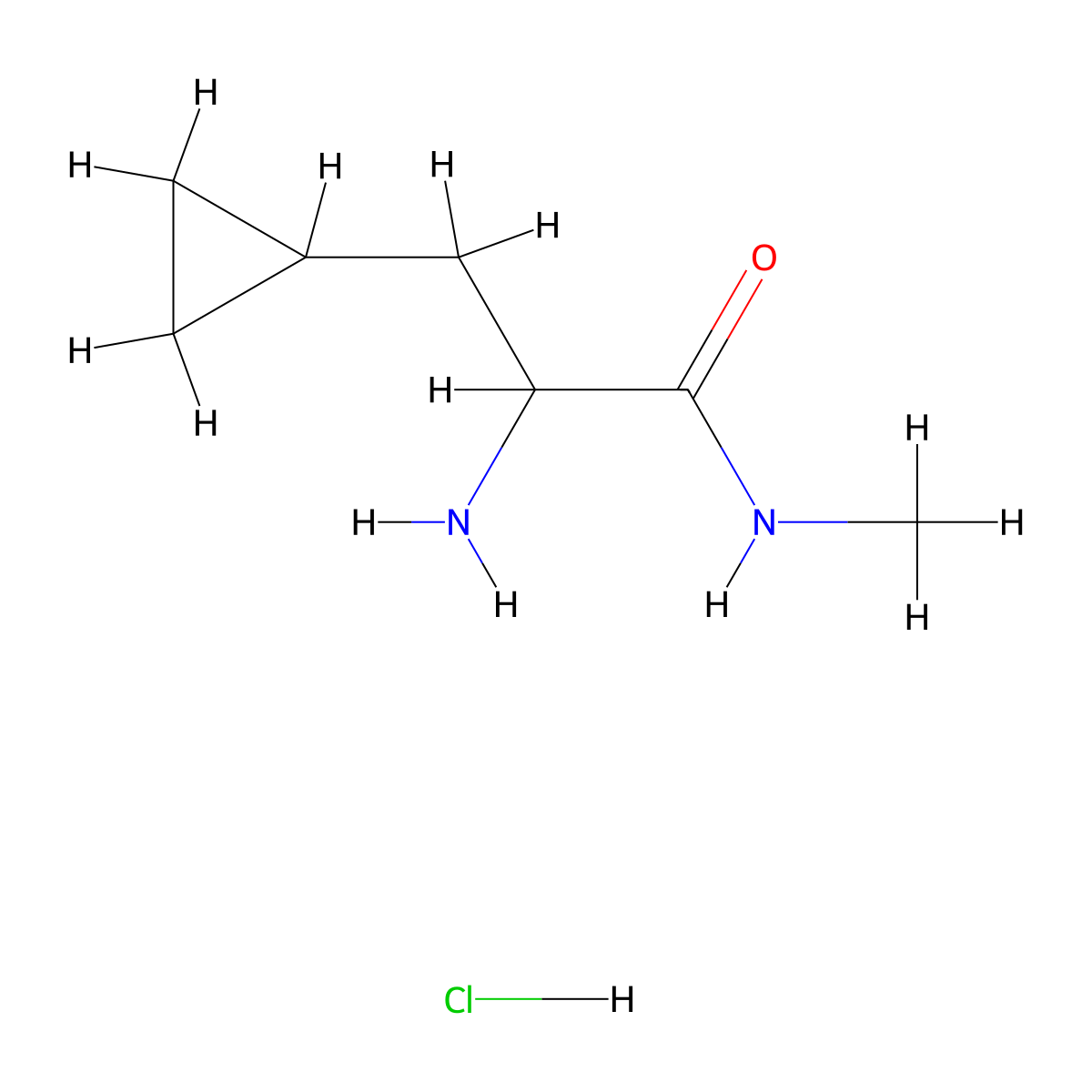 2-amino-3-cyclopropyl-N-methylpropanamide hydrochloride molecular structure, CAS 2227204-74-0