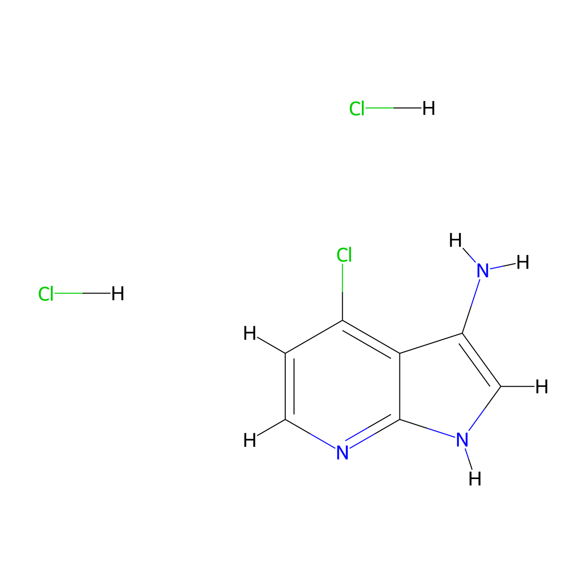 4-chloro-1H-pyrrolo[2,3-b]pyridin-3-amine dihydrochloride molecular structure, CAS 2227204-78-4