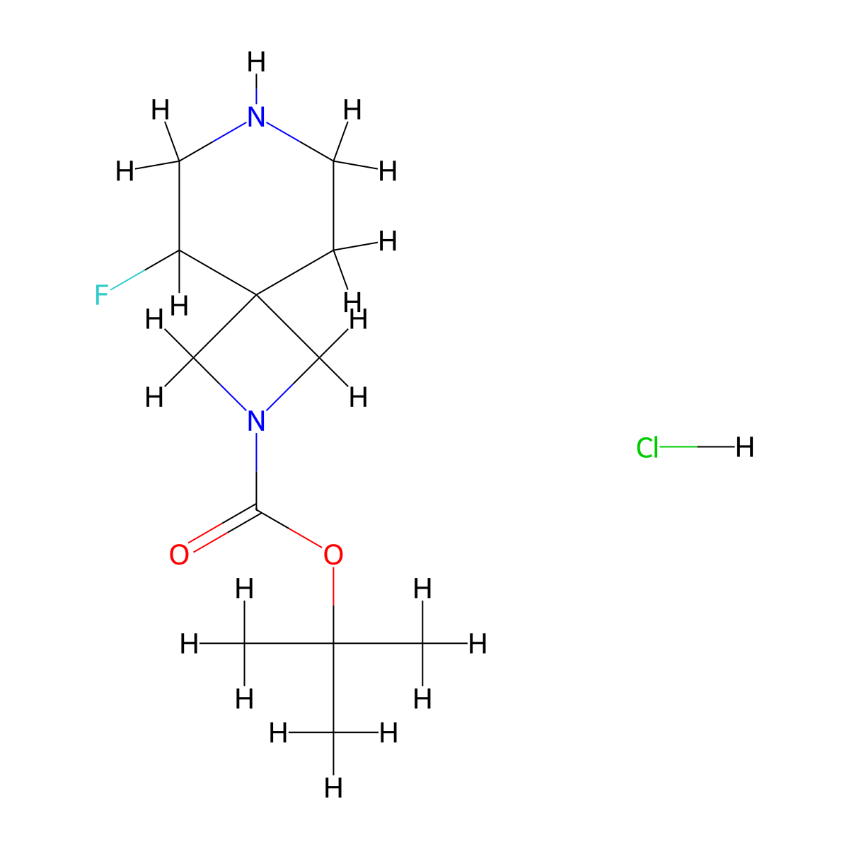 tert-Butyl 5-fluoro-2,7-diazaspiro[3.5]nonane-2-carboxylate hydrochloride molecular structure, CAS 2227204-85-3