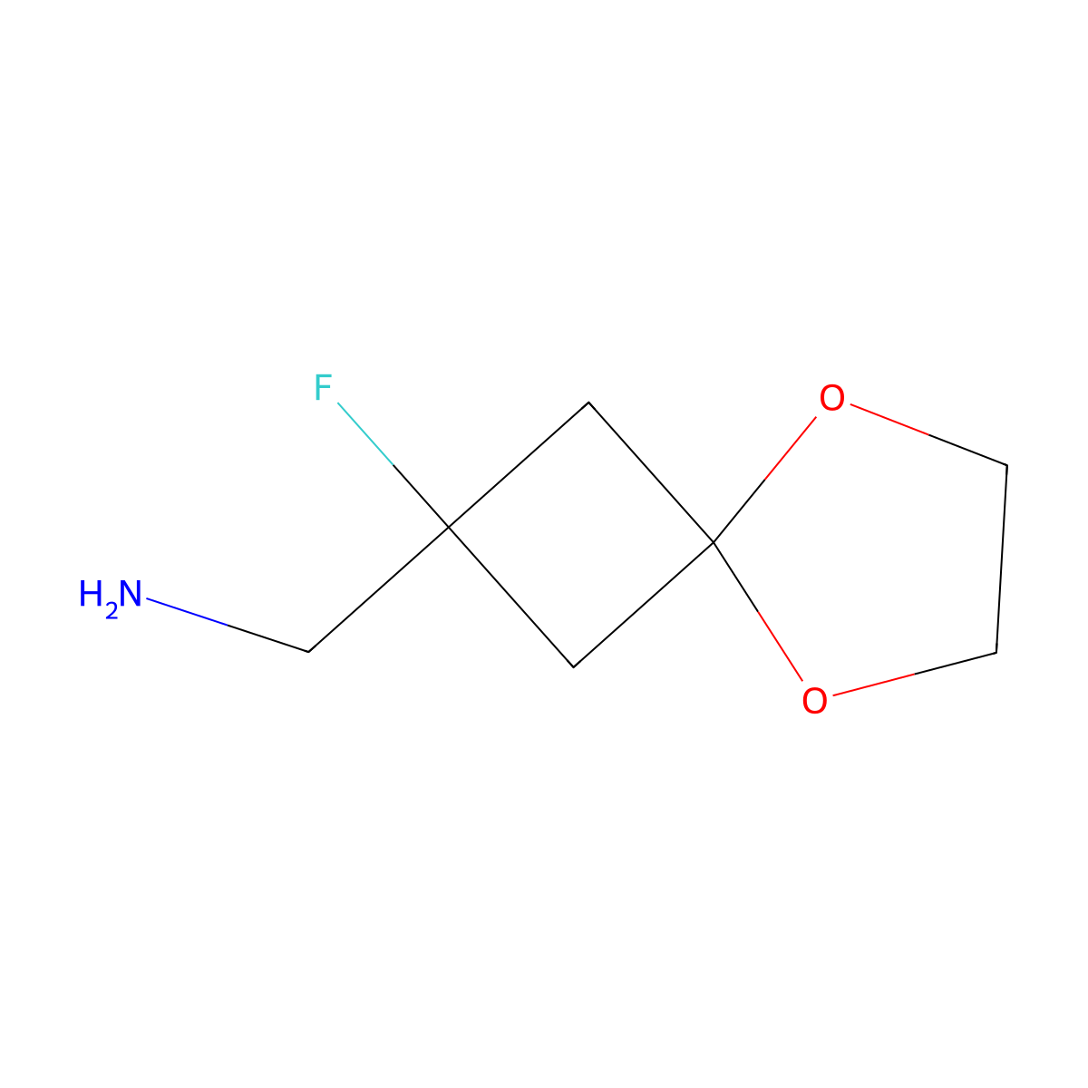 {2-Fluoro-5,8-dioxaspiro[3.4]octan-2-yl}methanamine molecular structure, CAS 2227204-93-3