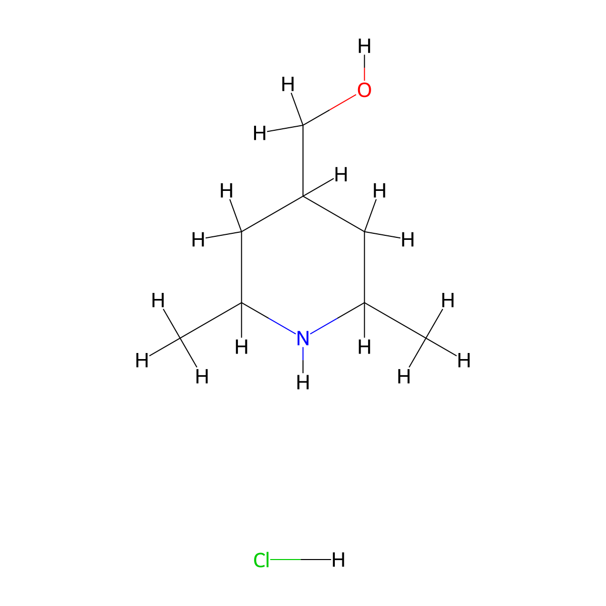 (2,6-Dimethylpiperidin-4-yl)methanol hydrochloride molecular structure, CAS 2227204-95-5