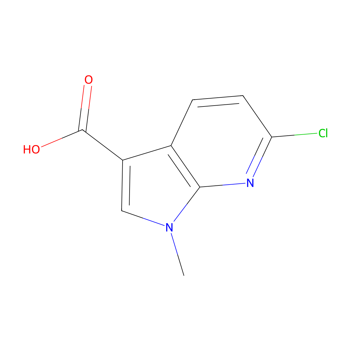 6-chloro-1-methyl-1H-pyrrolo[2,3-b]pyridine-3-carboxylic acid molecular structure, CAS 2227204-98-8