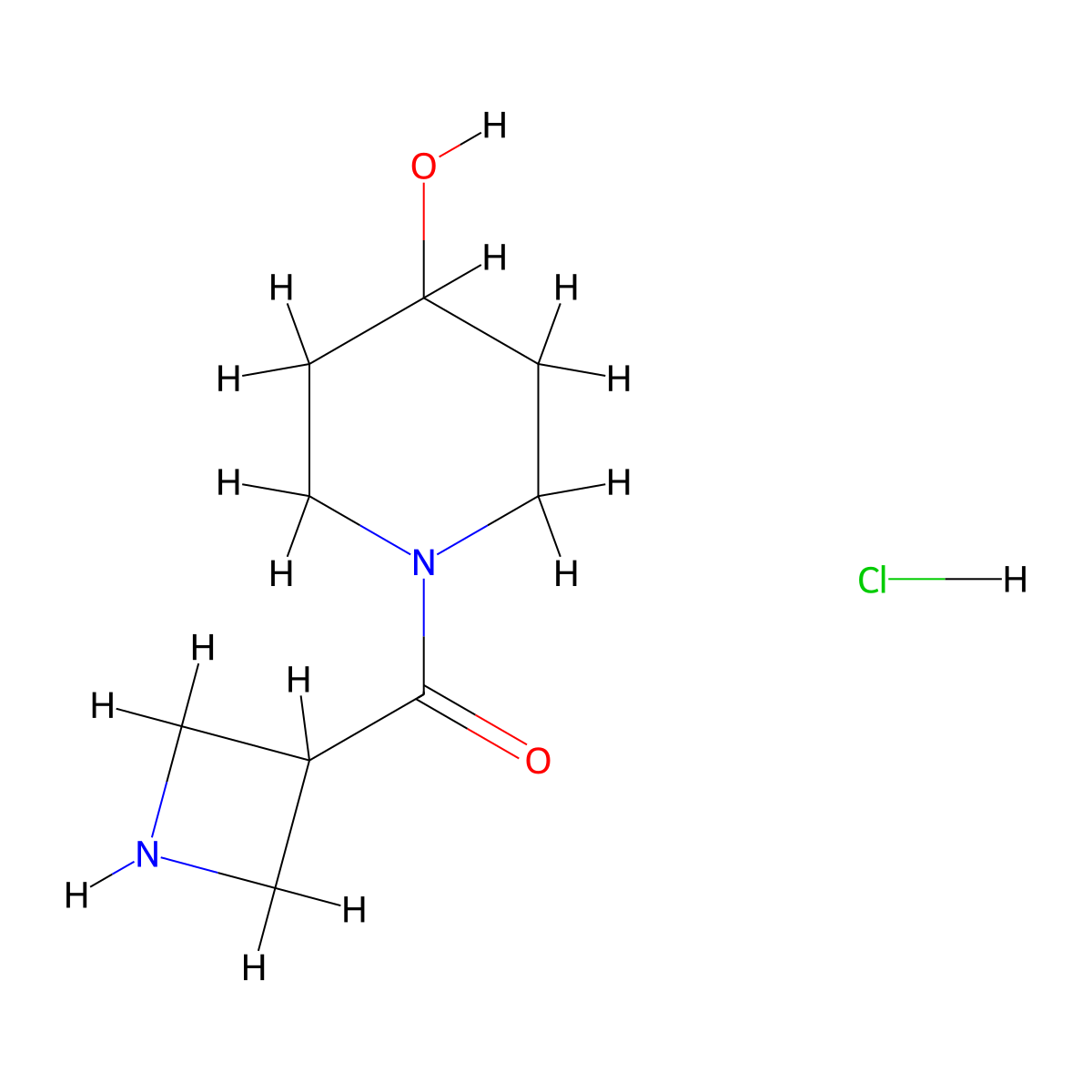 1-(Azetidine-3-carbonyl)piperidin-4-ol hydrochloride molecular structure, CAS 2227204-99-9